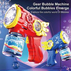 Gear Bubble Gun with Auto Refill & 100ML Bubble Liquid – LED Light Effects | The Toys Mart