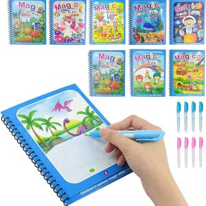 Magic Water Drawing Book with Magic Pen | Reusable Coloring Book for Kids | Educational Doodle Water Painting Book