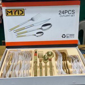MYD 24-Piece Gold-Plated Stainless Steel Cutlery Set