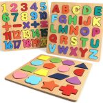Wooden Montessori Puzzle Set for Toddlers – ABC Alphabet, Numbers & Shapes Learning Boards | 3D Educational Toy