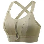 Women Front Zip High Impact Sports Bra with Crisscross Back