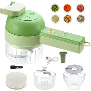 4-in-1 Handheld Electric Vegetable Cutter Set | USB Rechargeable Multifunctional Food Chopper