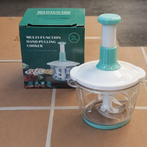 2L Multifunction Manual Hand Push Vegetable Chopper | 4 Blade Food Processor, Cutter, Grater & Mixer – Portable Kitchen Chopper