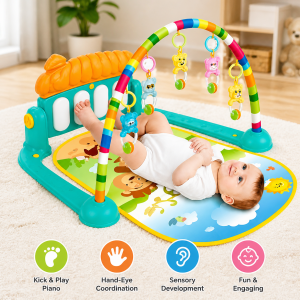 Musical Piano Baby Fitness Rack & Play Mat - 3-in-1 Developmental Toy