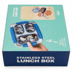 Premium bento lunch box with sleek design, 750ml capacity, stainless steel, and 2 spoons included.