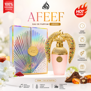 Lattafa Afeef Eau de Parfum 100ml luxury unisex perfume bottle with premium packaging on elegant background